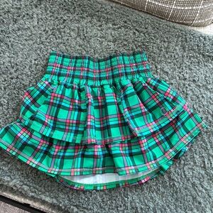 Women’s #Bubble Green Plaid Ruffled Tennis Skirt